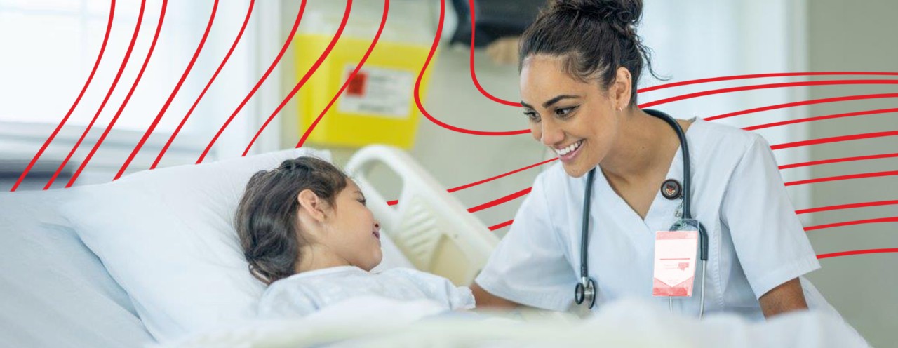 nurse checking on child in hospital